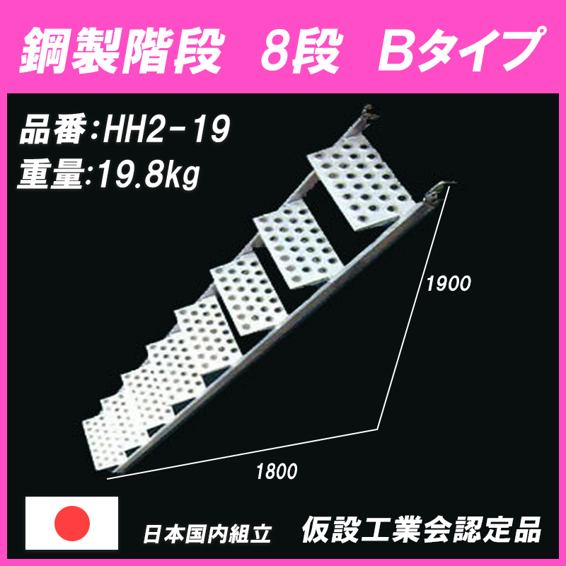 アルファ鋼製階段 HH2-19 足場材 Bタイプ 475ピッチ 平和技研