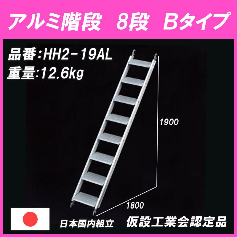 アルファ アルミ階段 HH2-19AL 足場材 Bタイプ 475ピッチ 平和技研足場